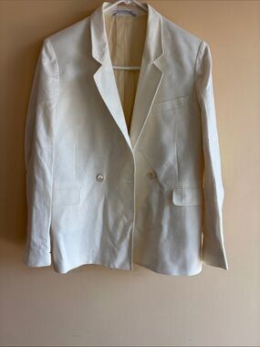 Women's Cream Double-Breasted Tailored Blazer